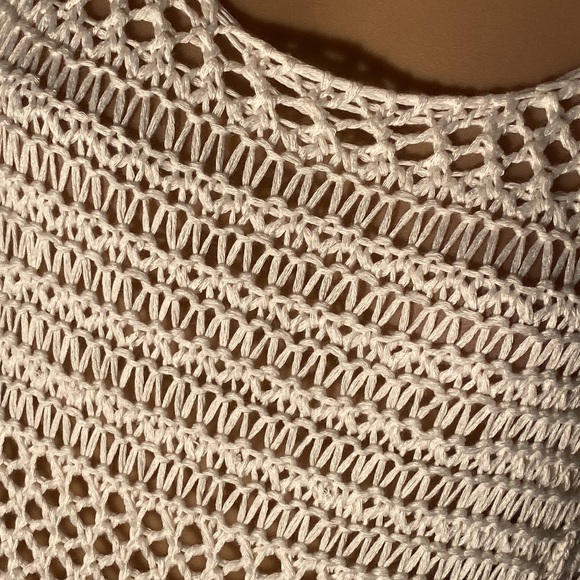 CONVERSE - vest: white sheer acrylic woven crochet open knit overlay - XL - Picture 13 of 16